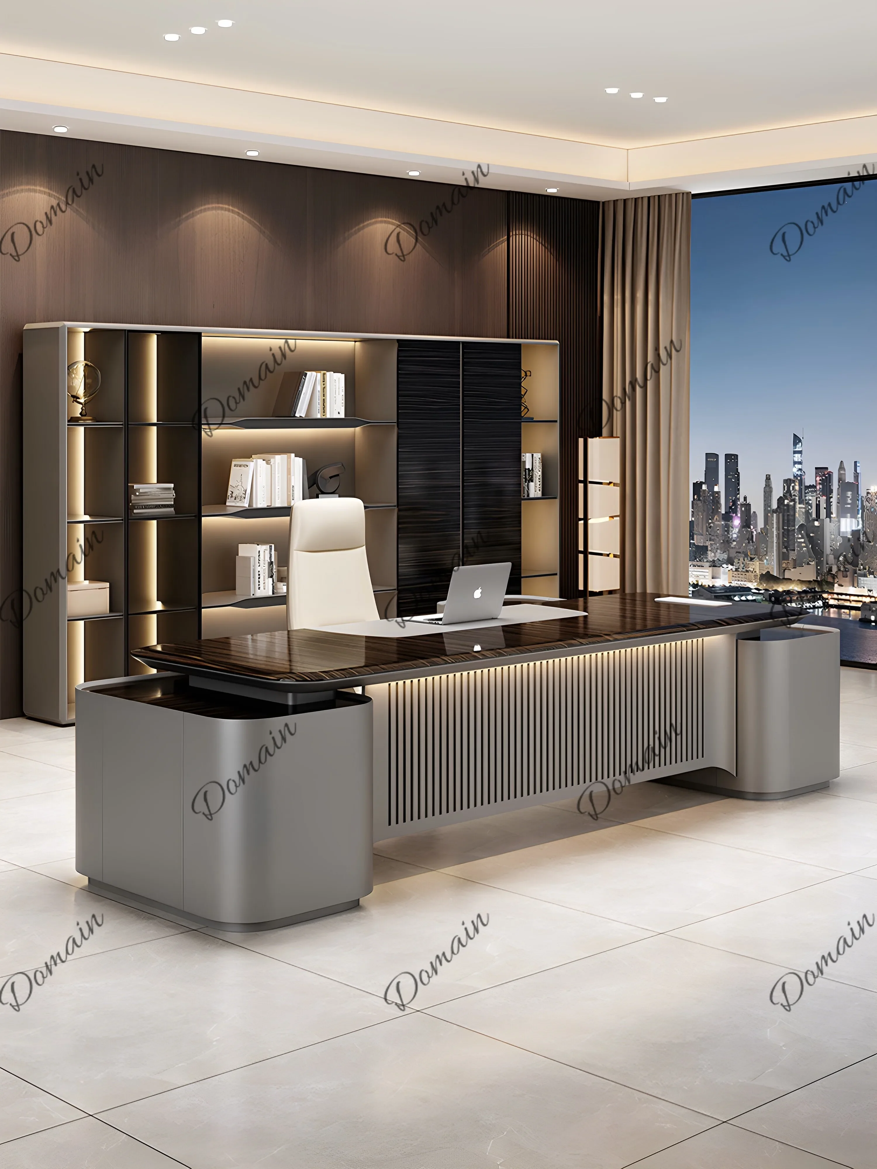 BJ Luxury Wooden Glass Door Bookcase, Executive Office Filing Cabinet For Boss, Modern Large Storage Shelf