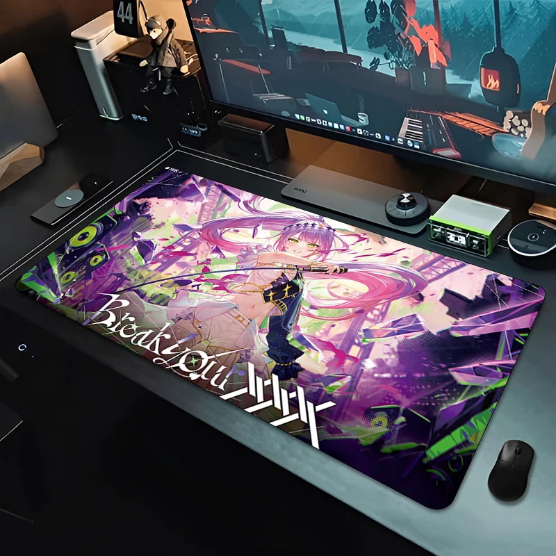 900x400 Anime Demon Girl Twin Tail Mouse Pad, Non-Slip Rubber Base Large Desk Mat for Gaming Office Keyboard, Gamer Decor Carpet