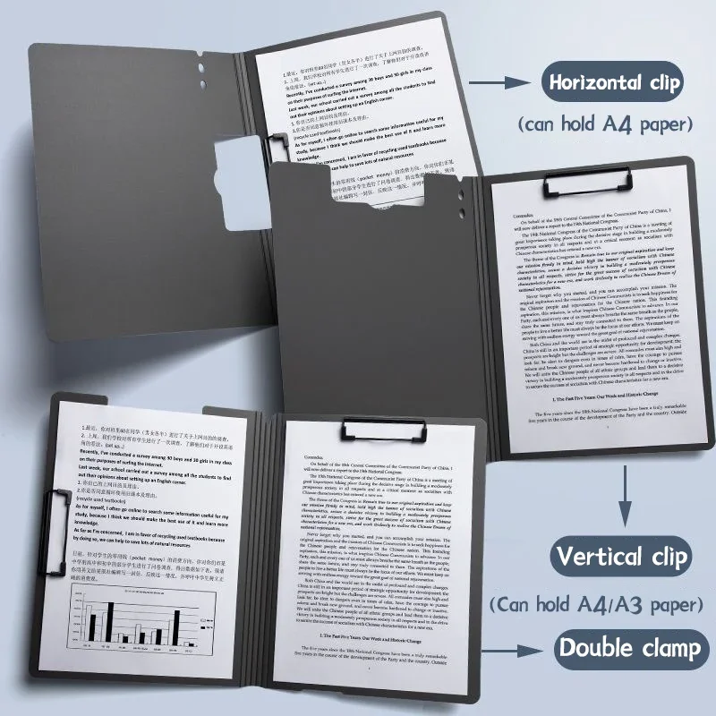 Frosted A4 File Folder - Multifunctional Thickened Office Organizer, Foam-Padded Double-Layer Document Holder for School/Work