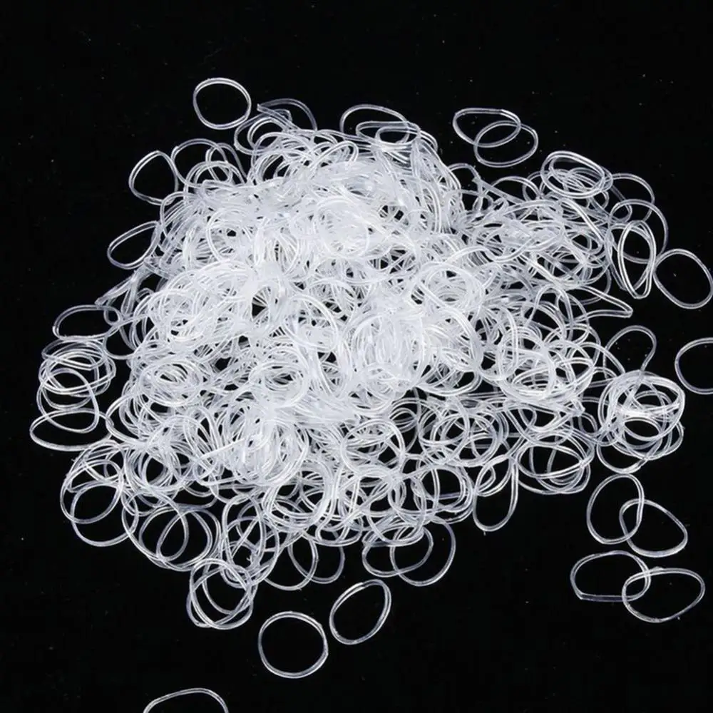 Elastische 500Pcs Wegwerp Clear Rubber Band Haar Ring Bind Stropdas Paardenstaart Houder Voor Gril