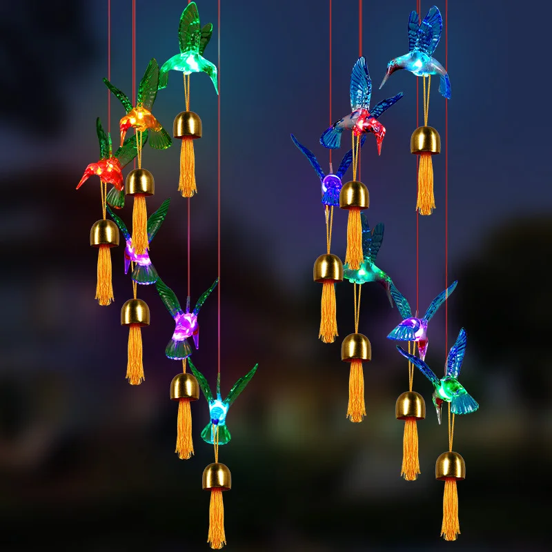 LED Solar Light-Emitting Campanula Bells Outdoor Waterproof Courtyard Villa Decoration Color Wind Chime