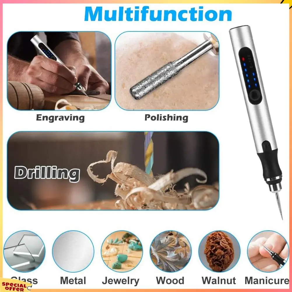 

ABFI Electric Engraving Pen Kit,Cordless Rechargeable Grinding Pen With 35 Bits,For Carving Glass Jewelry Wood Stone Manicure