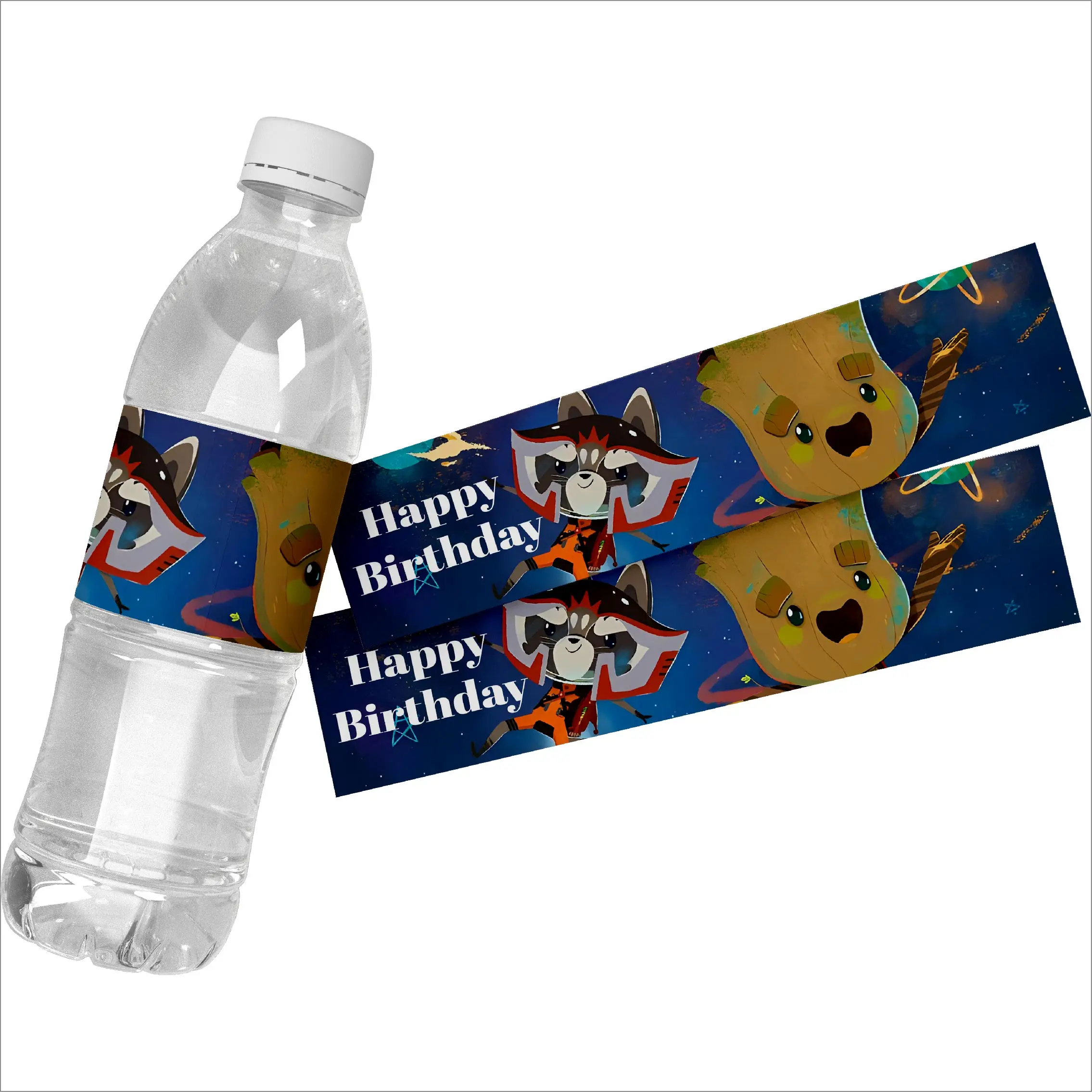 6pcs Disney Groot Water Bottle Labels Happy Birthday self-adhesive Stickers Kids Birthday Anniversary Party Decorations supplies