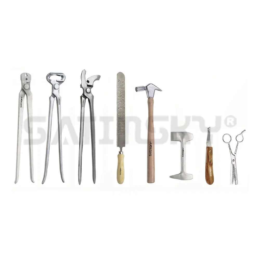 Veterinary 12 Pcs Horse Farrier Hoof Grooming Shoe Care Tools Kit  Hoof Clincher Nipper Cutter Rasp Hammer Hoof Knife