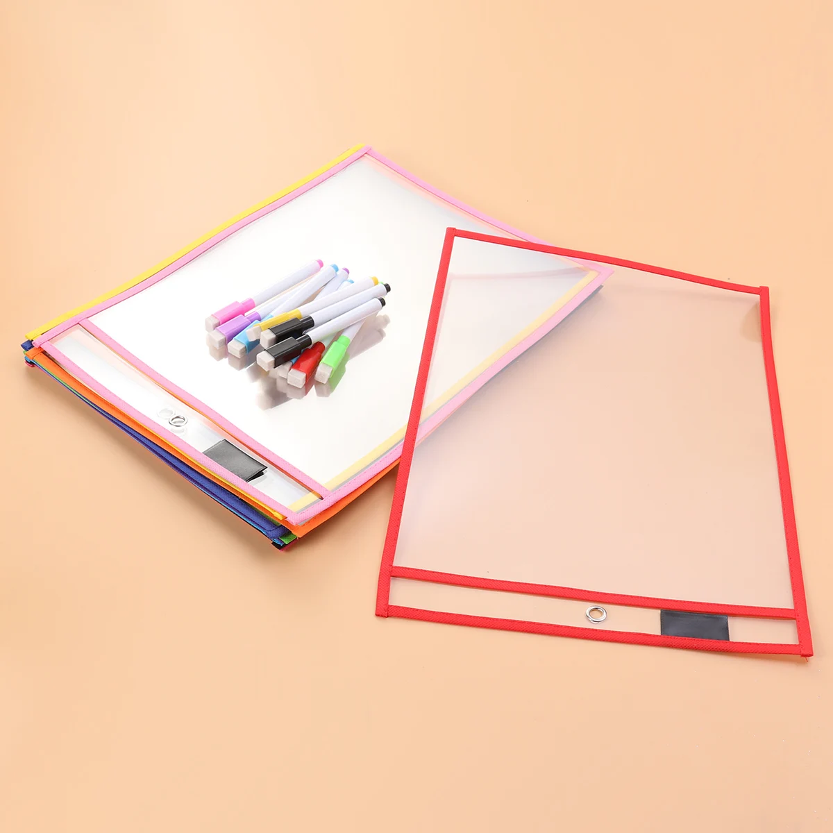 

30pcs Pvc File Bag Reusable Dry Erase Pocket Transparent For Learning Multiplication Addition Writing Practice School