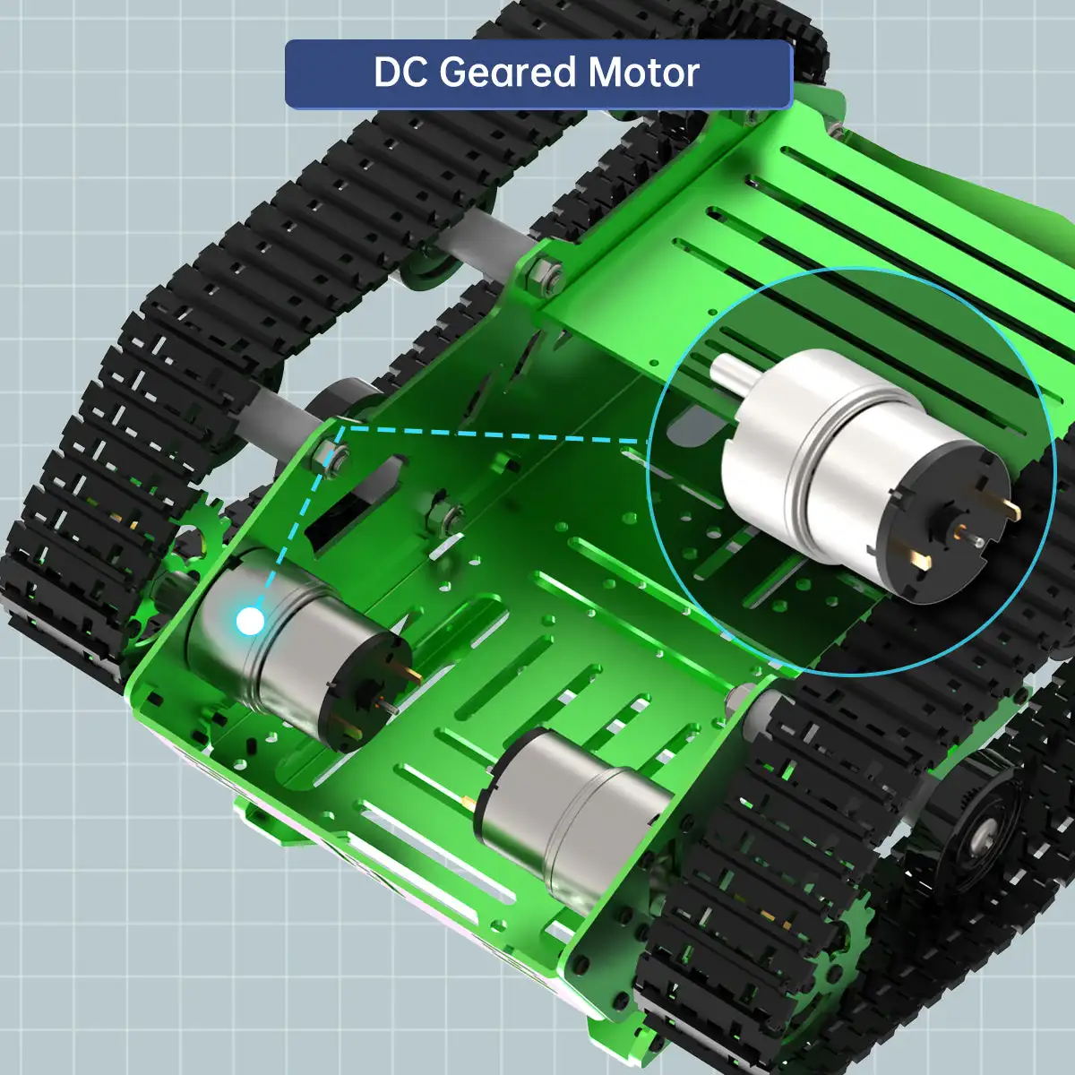Hiwonder Tank Car Chassis Kit Shock Absorbing Robot with DC Geared Motor for DIY Robotic Car Learning Kit (Green)