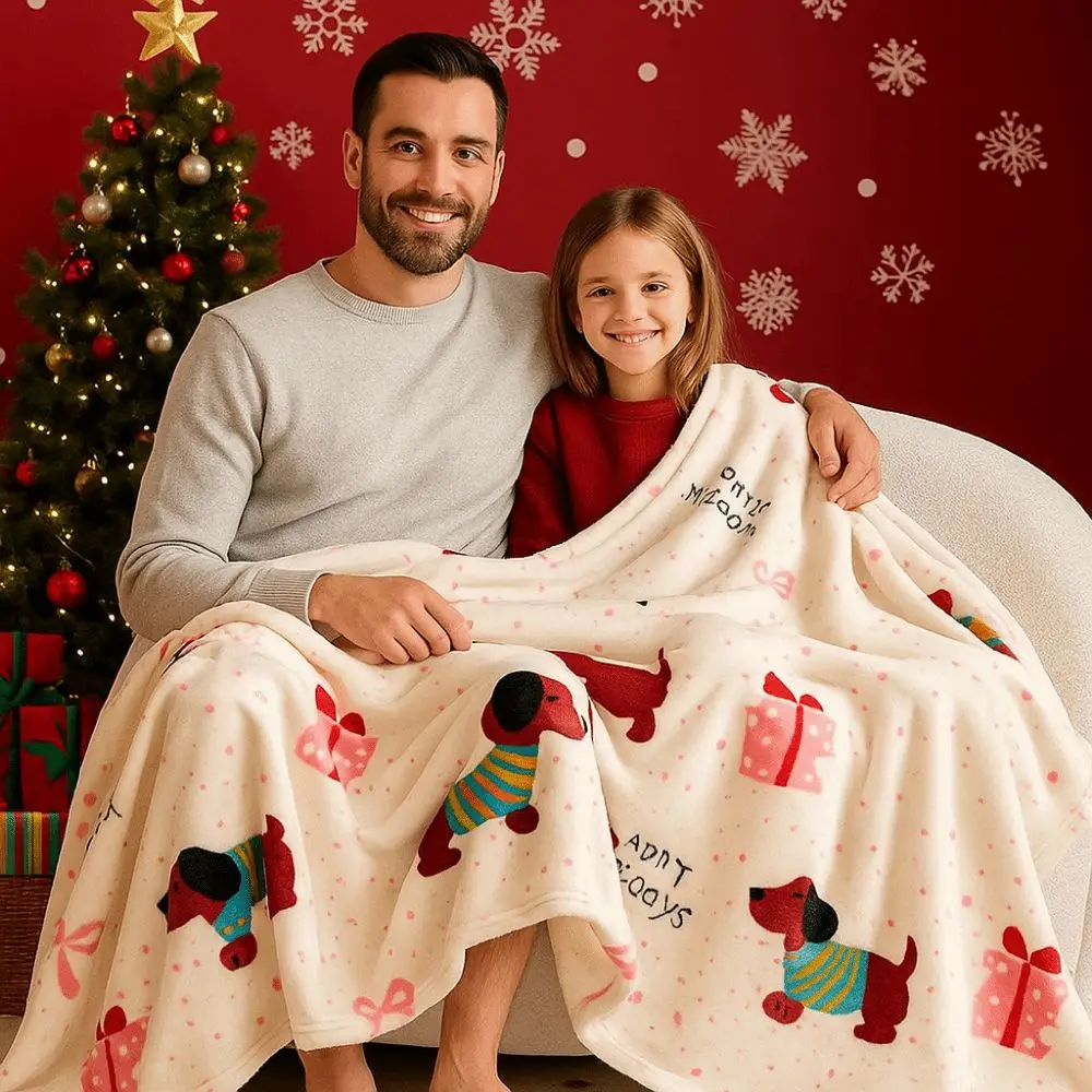 

Thickened Christmas Flannel Blanket Fluffy Throw Xmas Pattern Air Condition Blanket Warm Comfortable Nap Blankets