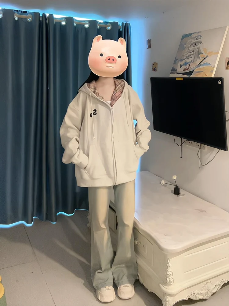 

Американские джинсы с выцветшими колокольчиками, женские весенне-осенние 2024, новые утягивающие широкие брюки в стиле ретро с высокой талией небольшого размера