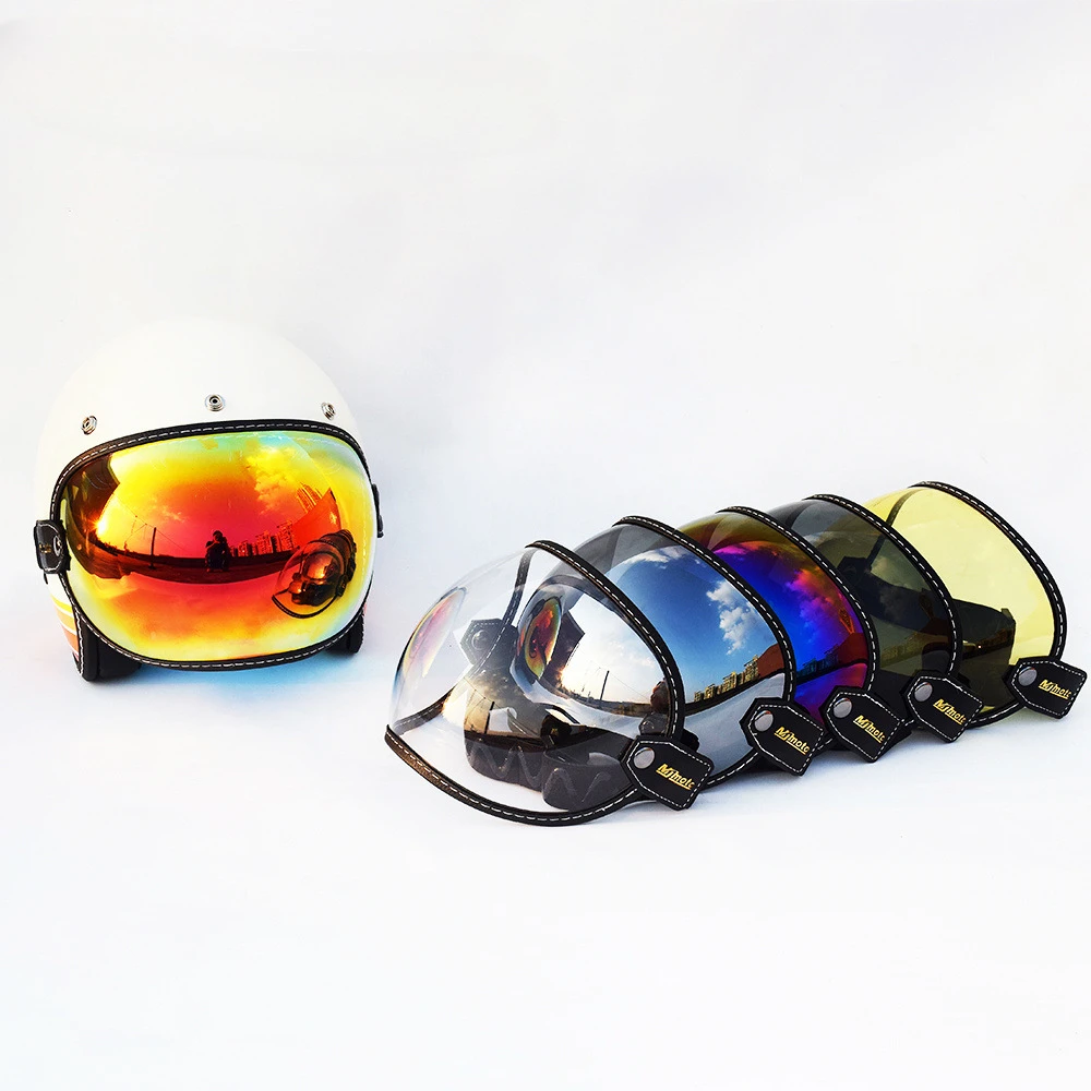 Motorcycle Helmet Bubble Shield Visor Lens Goggle Lens Multi Color Retro Helmet Glasses Helmet Accessories Knight Goggles