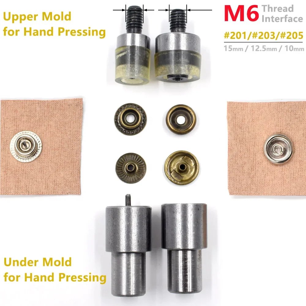 1set M6 Thread Interface Mold &50sets buttons with 12.5mm/15mm.Metal snap rivet mold. Button to install the tool.