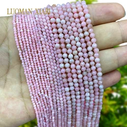 2 3 4MM Natural Stone Pink Opal Faceted Round Loose Spacer Beads for Jewelry Making DIY Bracelet Charms Accessories 15''