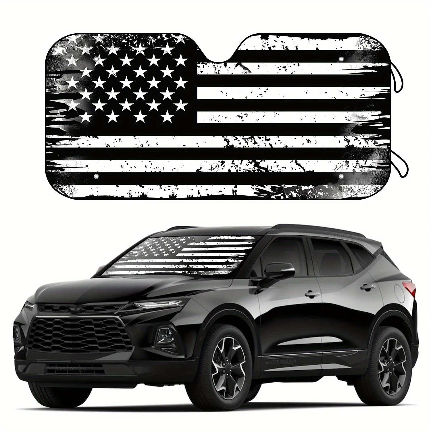 

Солнцезащитный козырек на лобовое стекло Adiffly RV — складная защита от солнца с дизайном американского флага, включает 4 присоски для Easy Insta