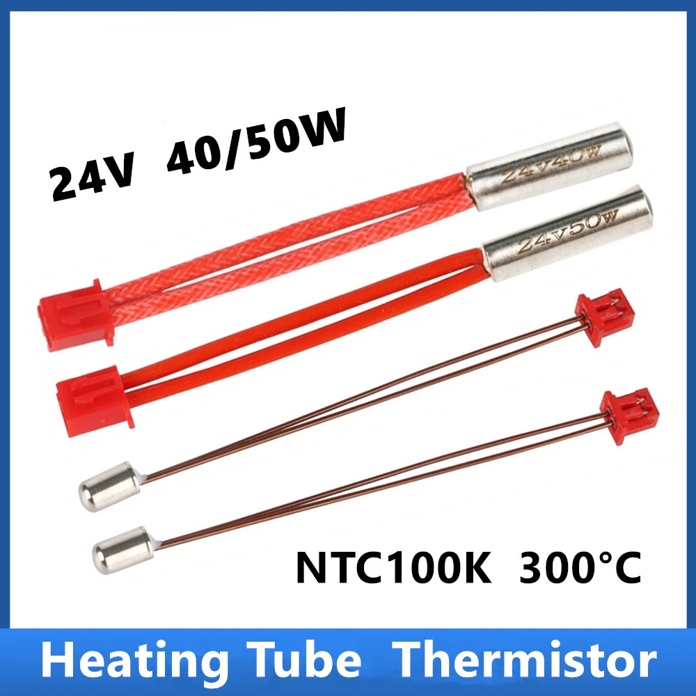 40/50W 24V Cartridge Heater High Temperature 300°C NTC100K Thermistor Heating Tube for Sprite Extruder Ender 3 S1 Pro 3D Printer