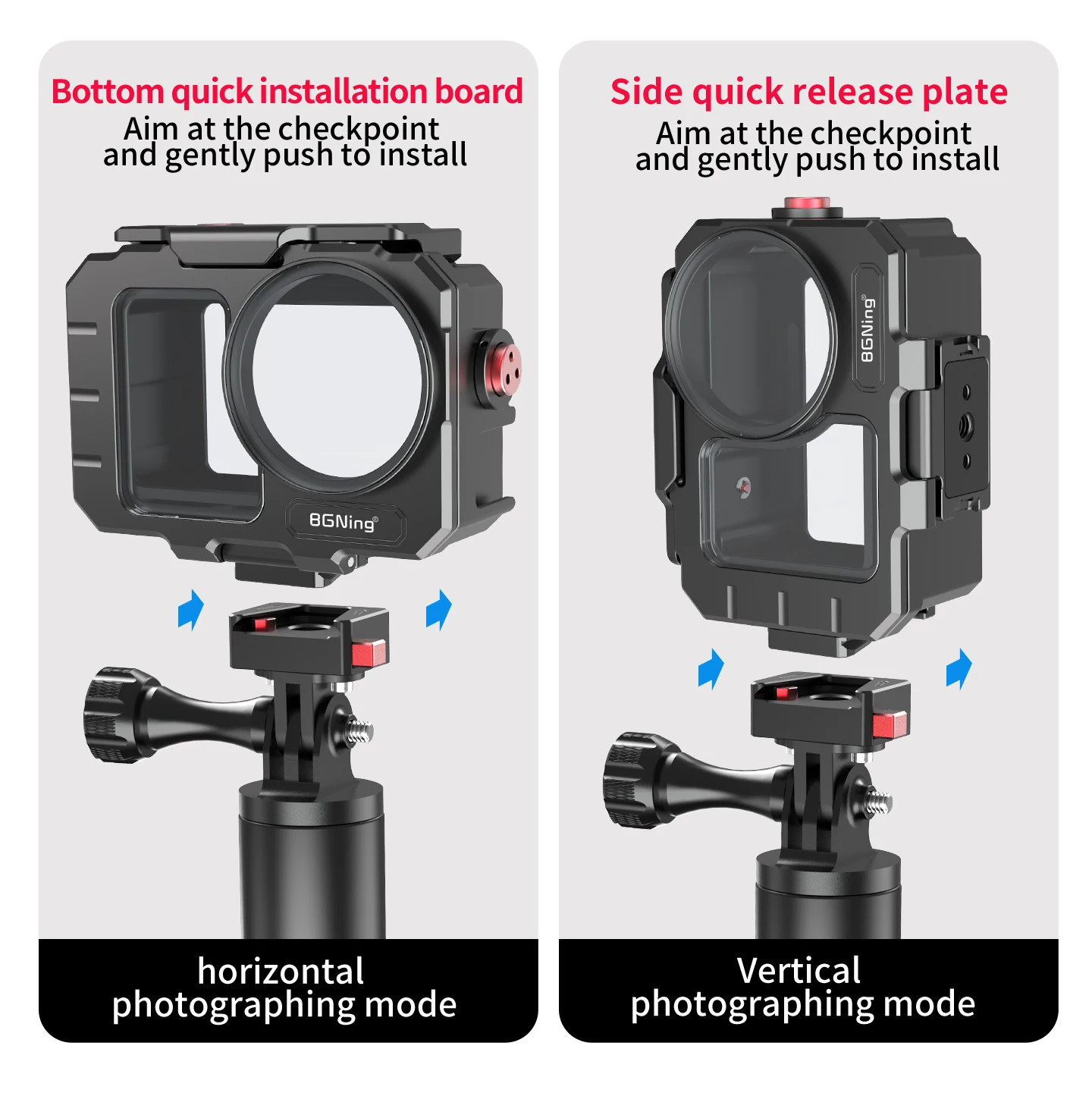 Wasserdichtes Gehäuse Tauchgehäuse für DJI OSMO Action 5Pro 4 3 Schnellmontage Stativhalterung Unterwasser-Schutzrahmen Metallgehäuse – Detail 14