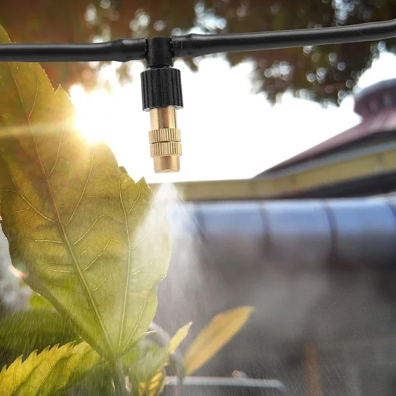 Greenhouse 5-25M Outdoor 1/4 Brass Atomizer Misting Cooling System Automatic Watering Nozzle Set Copper Nozzle Drip Irrigation