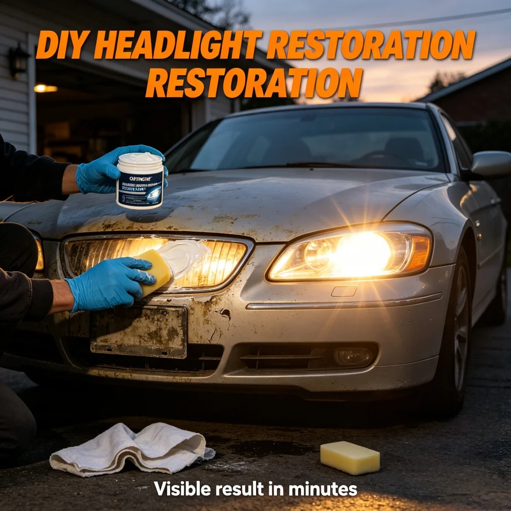 QIFENGHE 100g Headlight Repair Cream, Restore Clarity & Remove Oxidation, UV Protection for Car Headlight