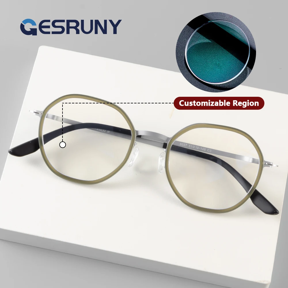 

Gesruny Titanium Eyeglasses Lightweight Prescription Glasses Progressive Myopia Hyperopia Glasses Anti Blue Light For Men Women