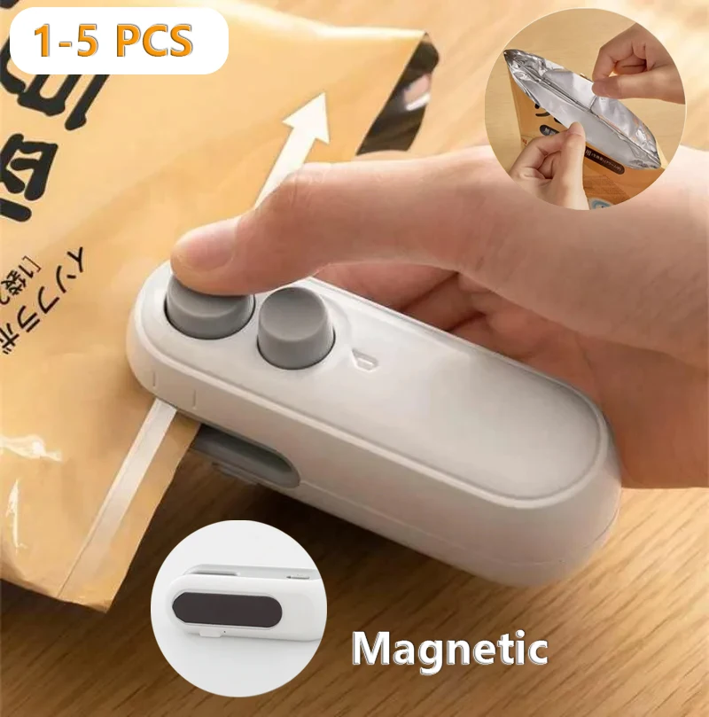 2in1 Plastic Bag Sealer Mini Portable Plastic Bags Sealing Machine Thermal Sealants Handheld Food Storage Packaging Heat Sealer