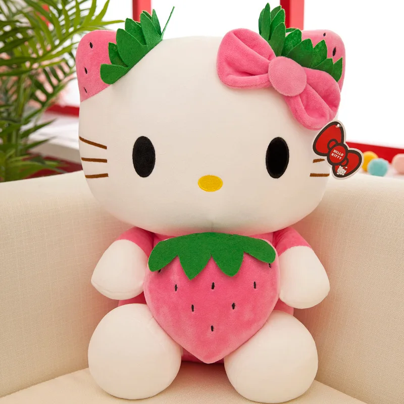 Hellokitty-Kt Cat Stuffed Doll Brinquedo De Pelúcia, Travesseiro De Morango, Presente de Aniversário Infantil