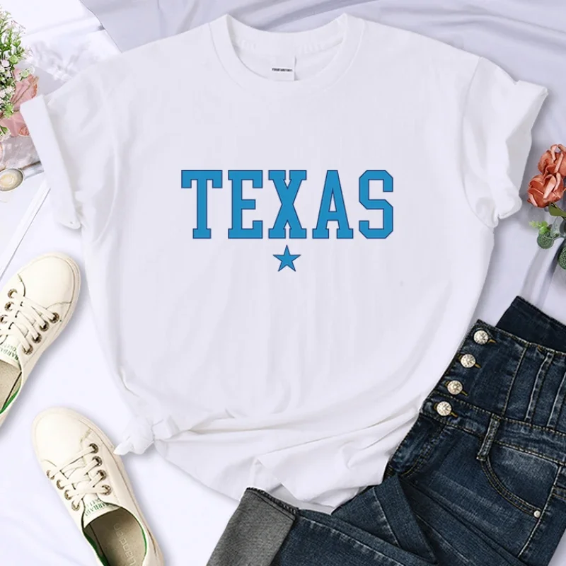 

Женские футболки Техасского штата США с принтом, дышащая уличная футболка, повседневные топы в стиле Харадзюку, летние модные женские футболки с коротким рукавом