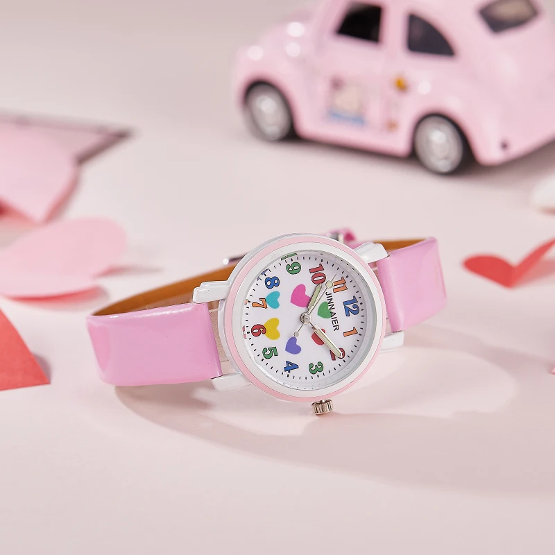 new Cute little girl's princess lovely pink quartz watches children boys birthday gifts students learn time small watch 8colors