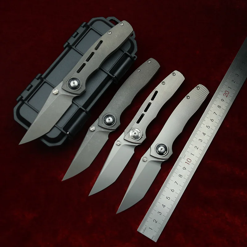 LEMIFSHE New Dukling Real M390 Blade Titanium Handle Ceramic Bearings Pocket EDC Tool Camping Kitchen Outdoor Folding Knife