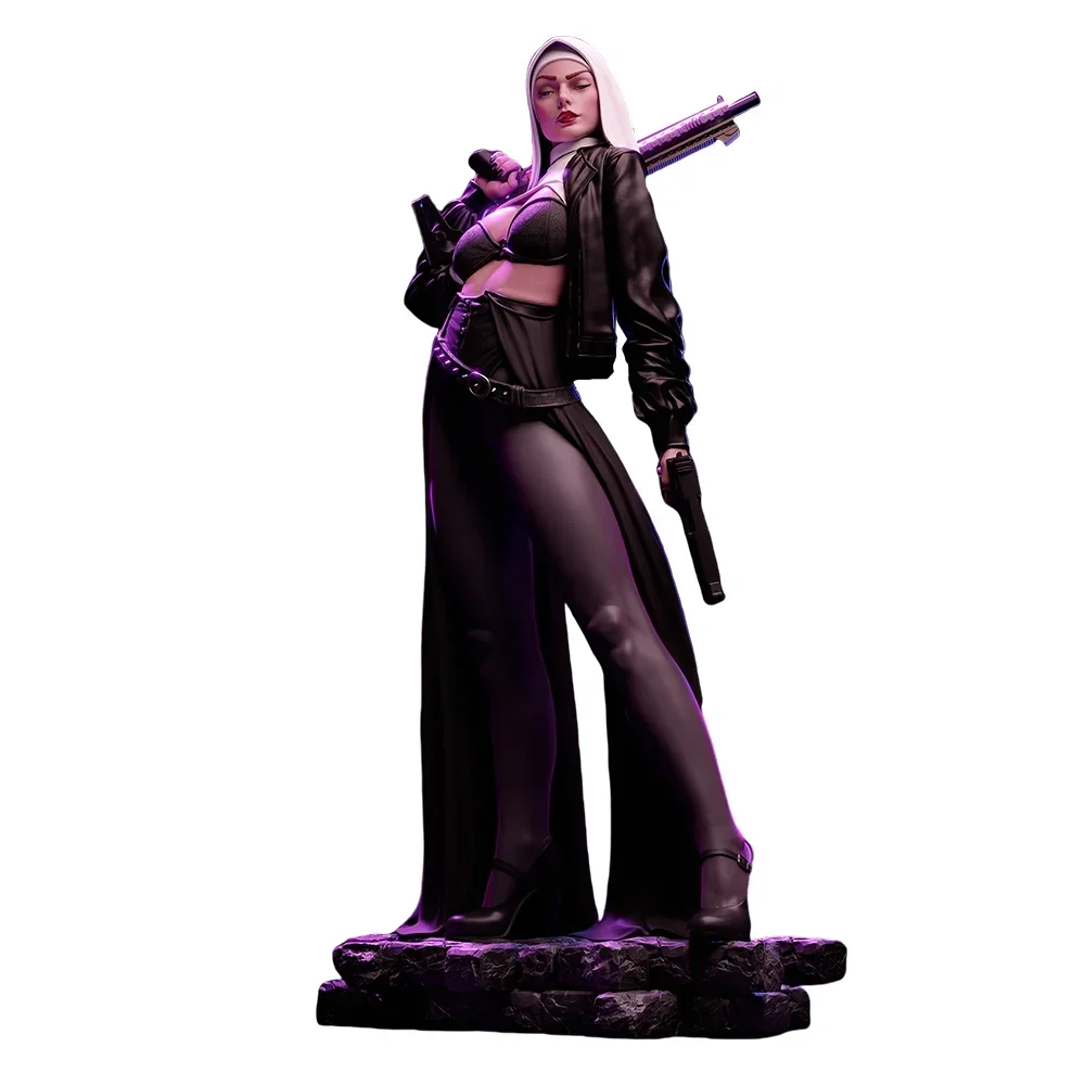 Woman With A Machine Gun Miniature Figure 1:24 Resin Model Kit Unpainted Plastic Model Kit  Anime Figure A563