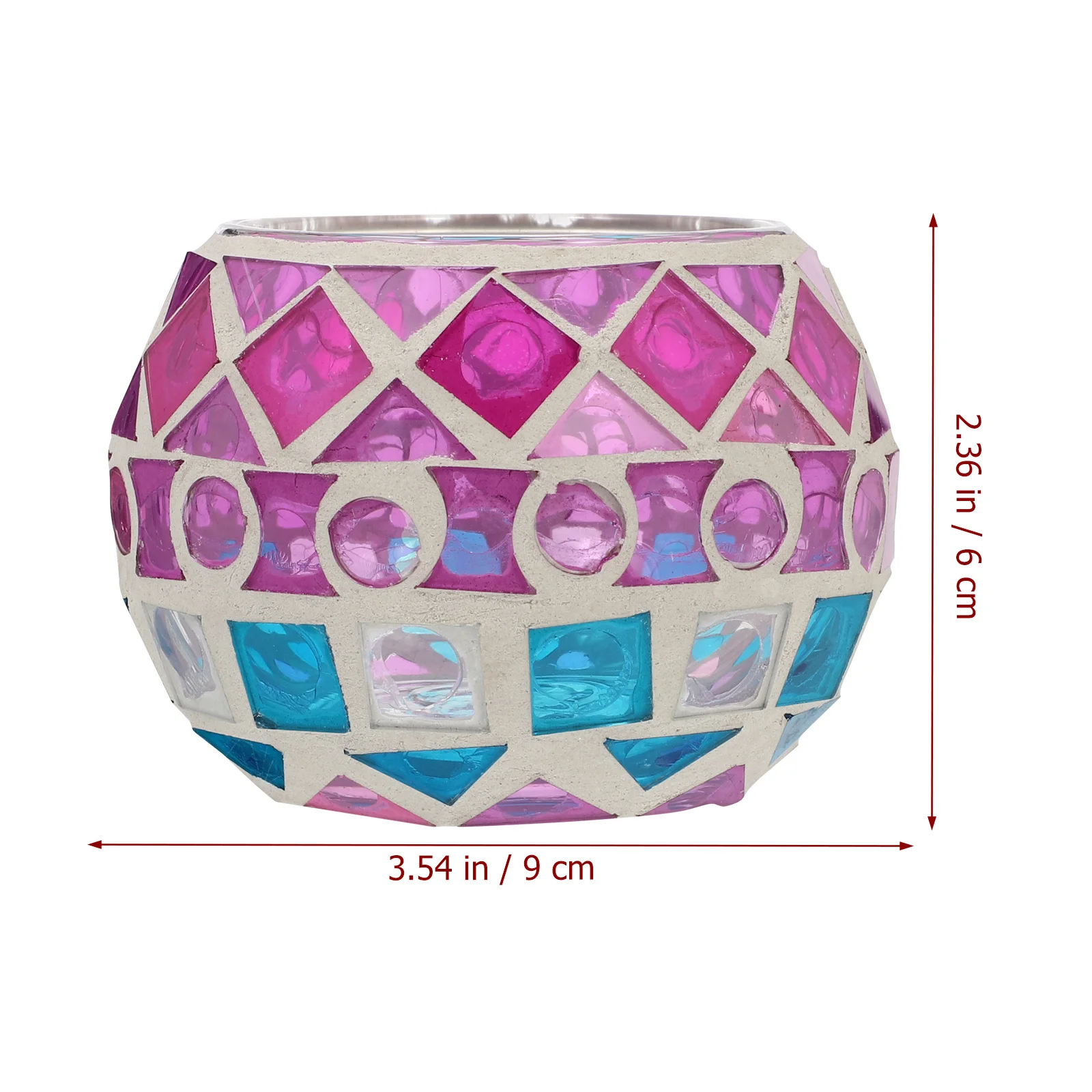 

Elegant Mosaic Colorful Glass Holder Handmade Smooth Edges Tealight Table Ornament Tea Light Holder