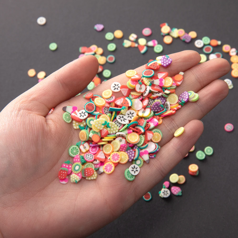 1000Pcs Fruit Candy Heart Polymer Clay Slices For DIY Crafts Women Nail Resin Filler Mold Jewelry Accessories Supplies Materials