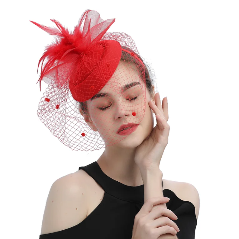 Beauty Christmas Feather Flower Kentucky Derby Hairnet Halloween Mesh Fascinators Hair Band's Hair headdresses for girlfriend