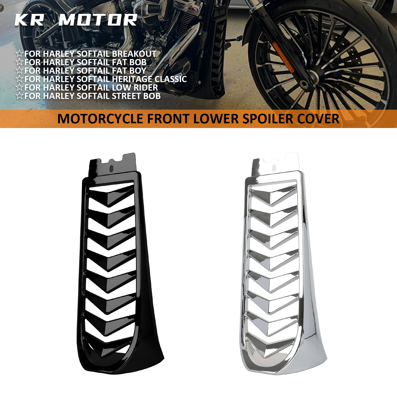 

Fits For Harley Softail Street Bob Breakout 114 Fat Boy Low Rider Sport Glide 2018-2025 Motorcycle Front Lower Spoiler Cover