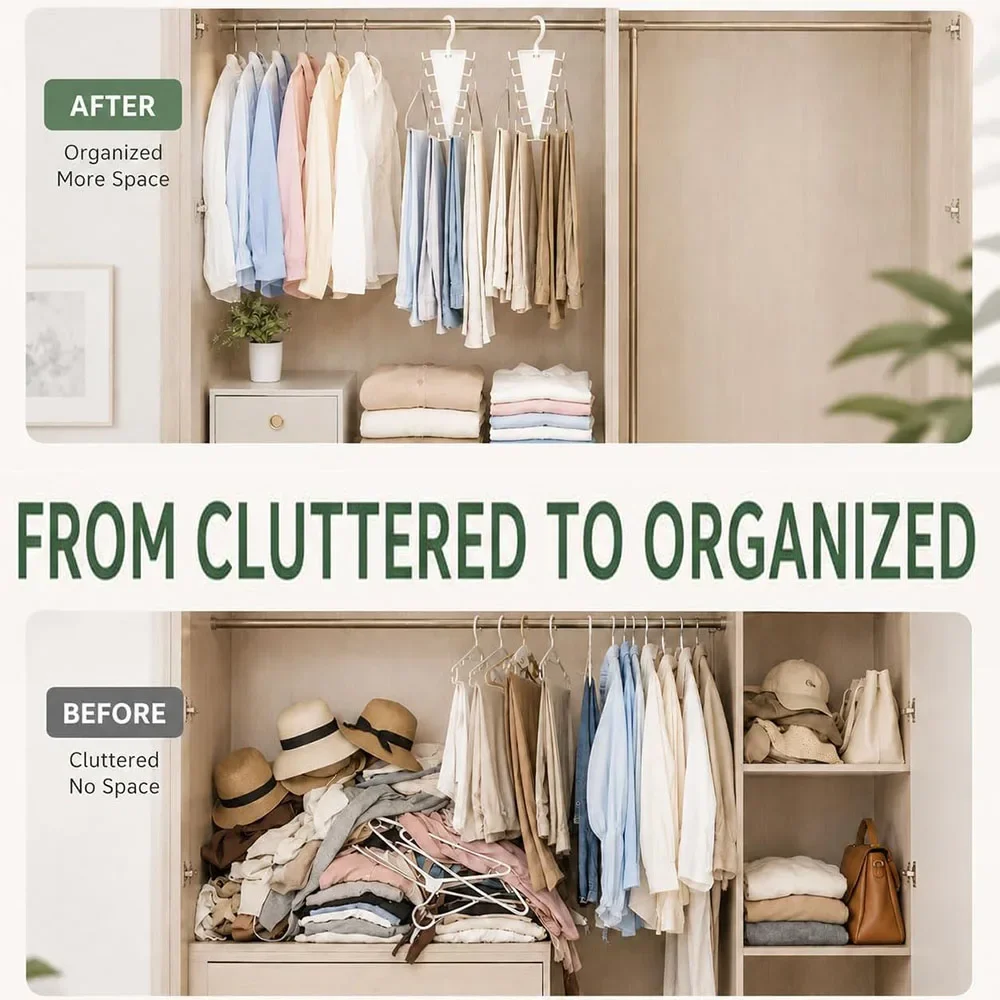 4/2/1 Stück V-förmiger Multi-Haken-Kleiderbügel-Organizer mit 12 Haken, platzsparender Kleiderbügel für die Aufbewahrungseffizienz im Kleiderschrank – Detail 3