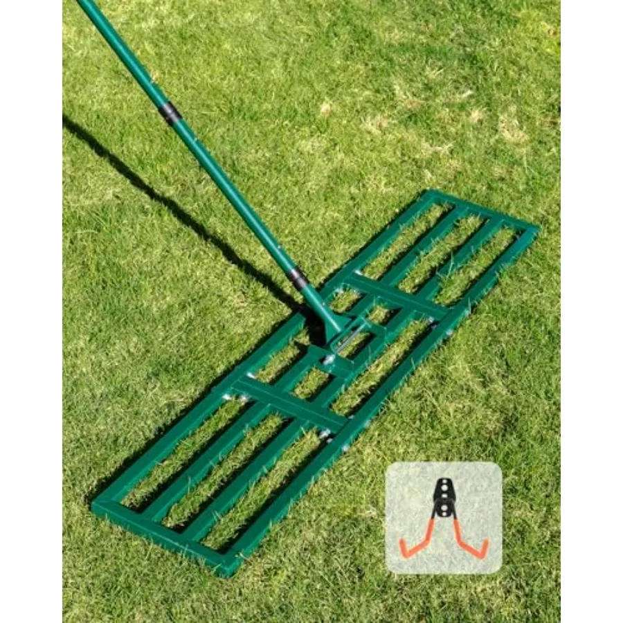 Lawn Leveling Rake 45x10 Heavy-Duty Yard Leveler for Soil Sand Topsoil Compost Fertilizer with Wall-Mount Hook in Bronze