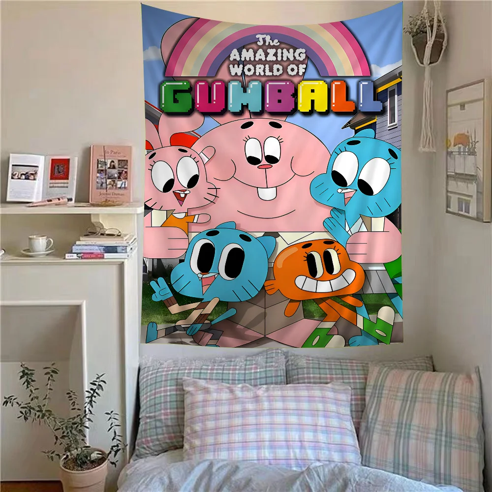 Amazing World Cartoon G-Gumball Tapestry Art Printing Cheap Hippie Wall Hanging Bohemian Wall Tapestries Mandala Art Home Decor