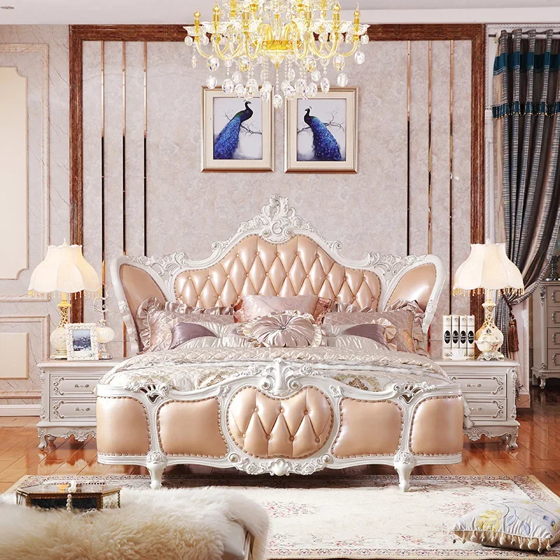 Girls High End Double Bed Frame Nordic Storage Luxury Elegant Double Bed Frame European Camas Moderrnas Inteligentes Furniture