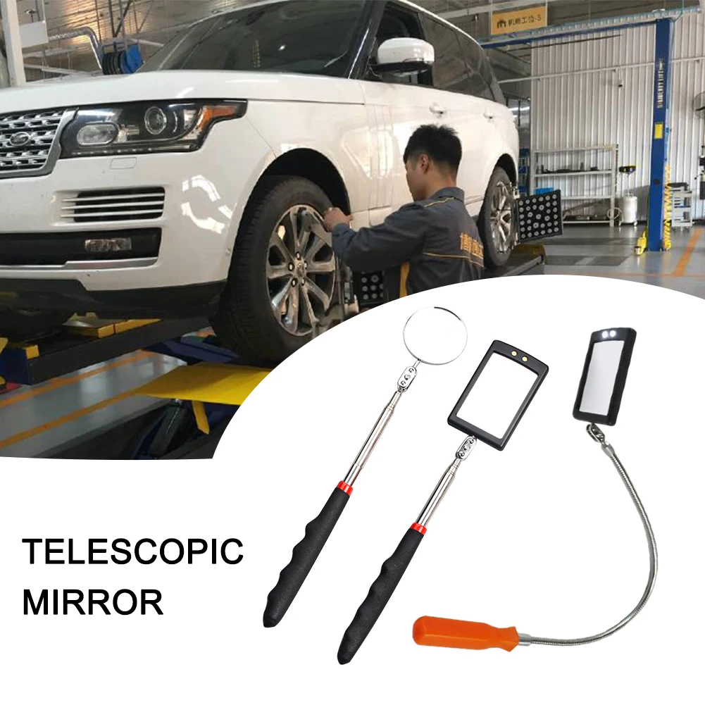 Car LED Inspection Mirror 360 Degrees Rotating Telescopic Inspection Mirror Engine Chassis Inspection Mirror With LED Light