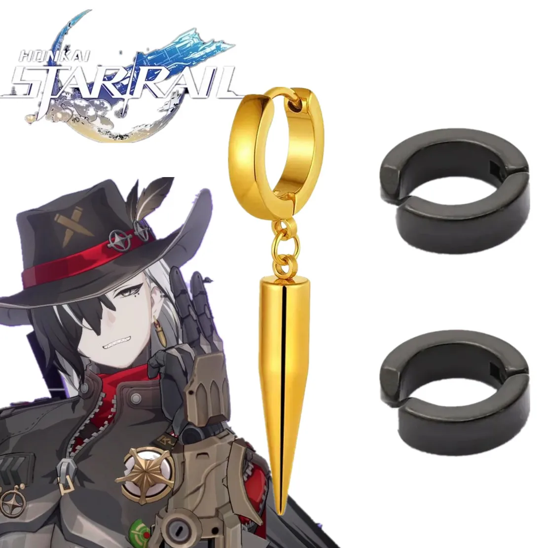 Game Honkai Star Rail Boothill Cosplay Ear Clip Bullet Pendant Earrings Jewelry Metal Earing Accessory Eardrop Props Ear Studs