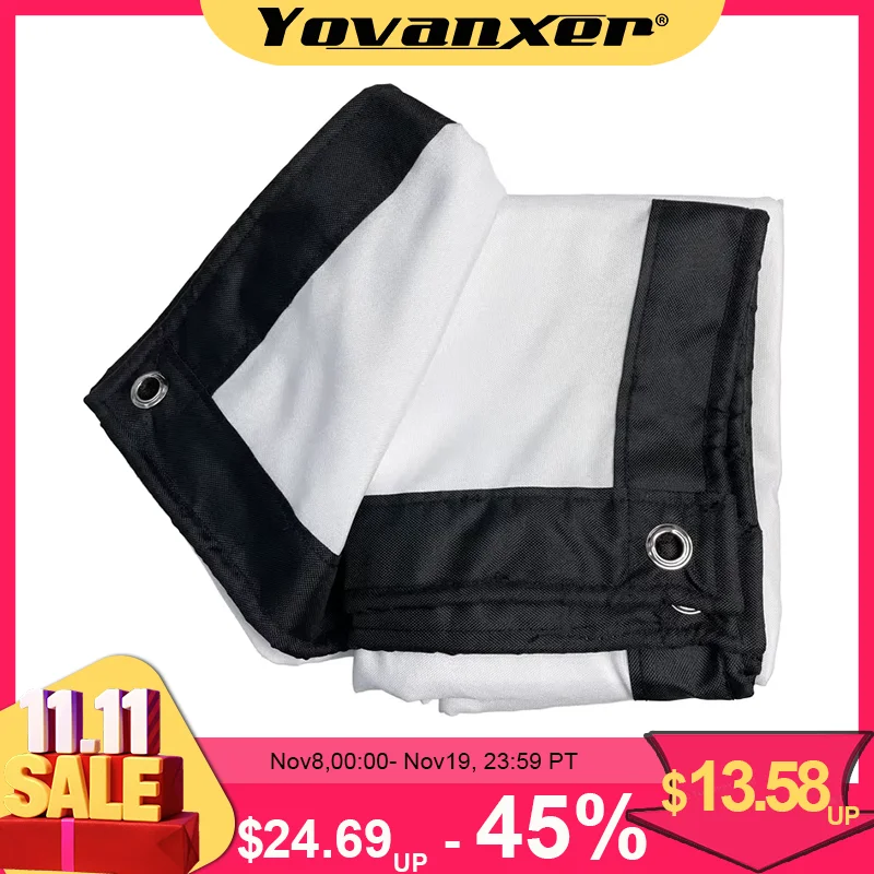 60 ~ 300 นิ้วภาพยนตร์หน้าจอผ้าใบผ้าม่านพับได้ 16:9 16:10 4:3 อุปกรณ์เสริมสําหรับ LED DLP โปรเจคเตอร์กลางแจ้ง