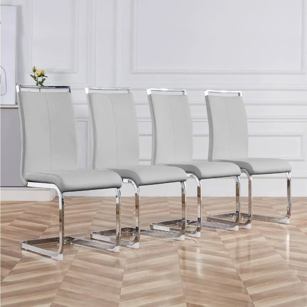 Modern Dining Chairs Set of 4, Side Room Chairs, Kitchen with Faux Leather Padded Seat High Back, for Room,Kitchen, Living