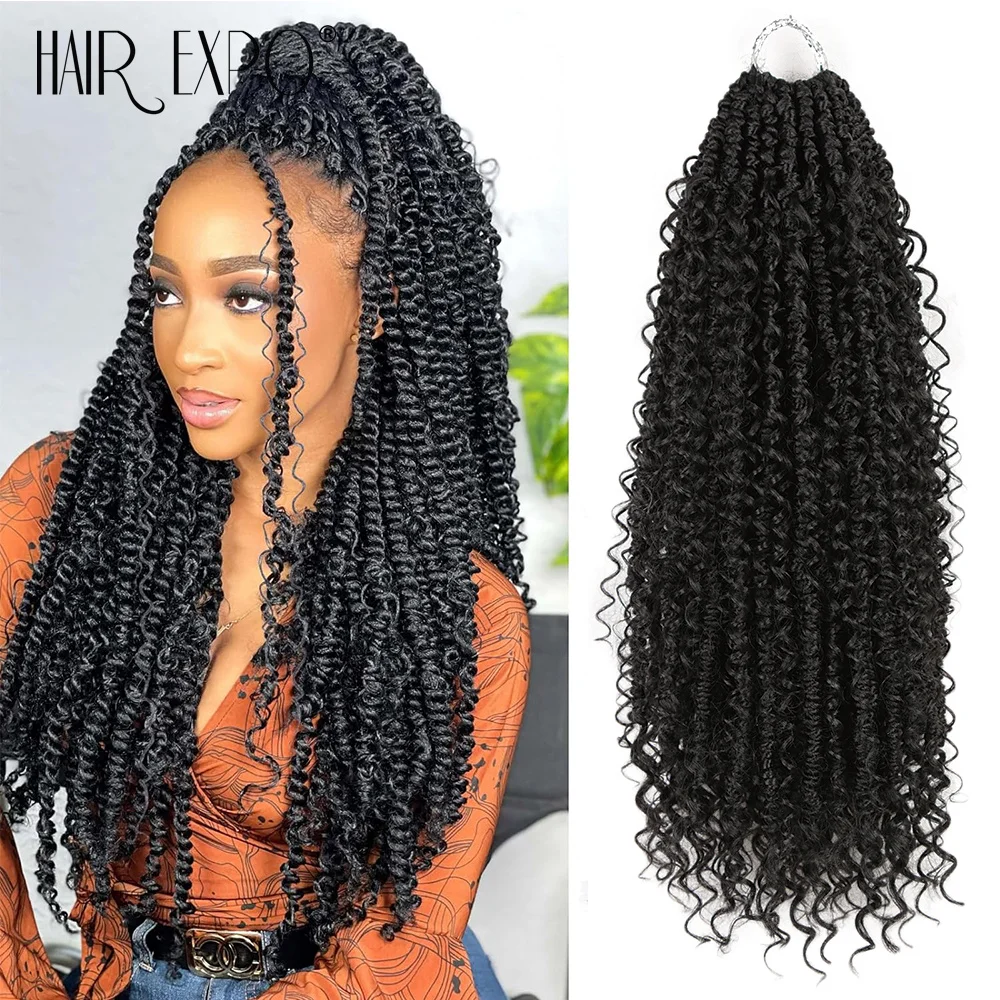 Extensions Capillaires Synthétiques Ombrées, Tresses au Crochet, Déesse Passion, avec Boucles, 20 Pouces