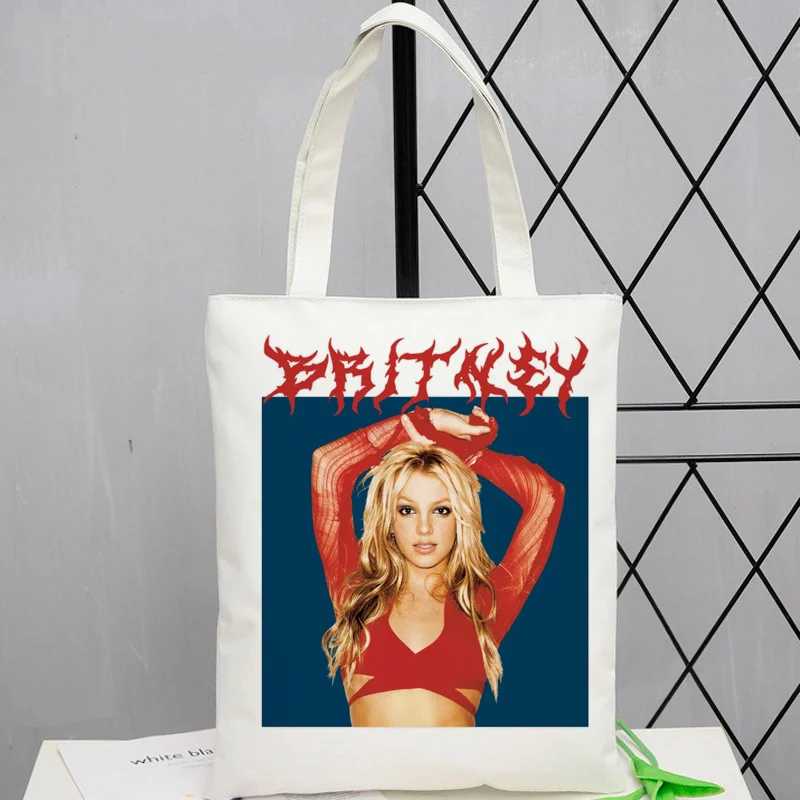 Britney spears shopping bag grocery eco bolso shopper cotton bolsa bag riutilizzabile pieghevole reciclaje tote sacolas