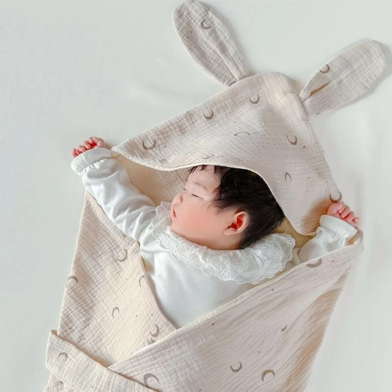 J15U بطانية أطفال لطيفة مكونة من أربع طبقات من القطن لحديثي الولادة بطانية متعددة الأنماط