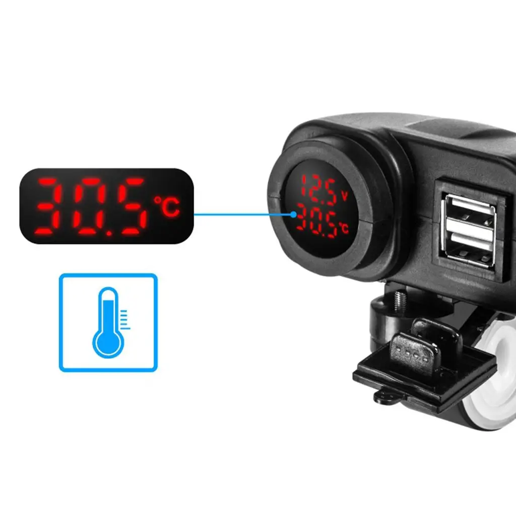 Power Supply Port Dual USB Charger Socket Plastic Voltmeter Indicator for Motorcycle ATV Scooter view 5