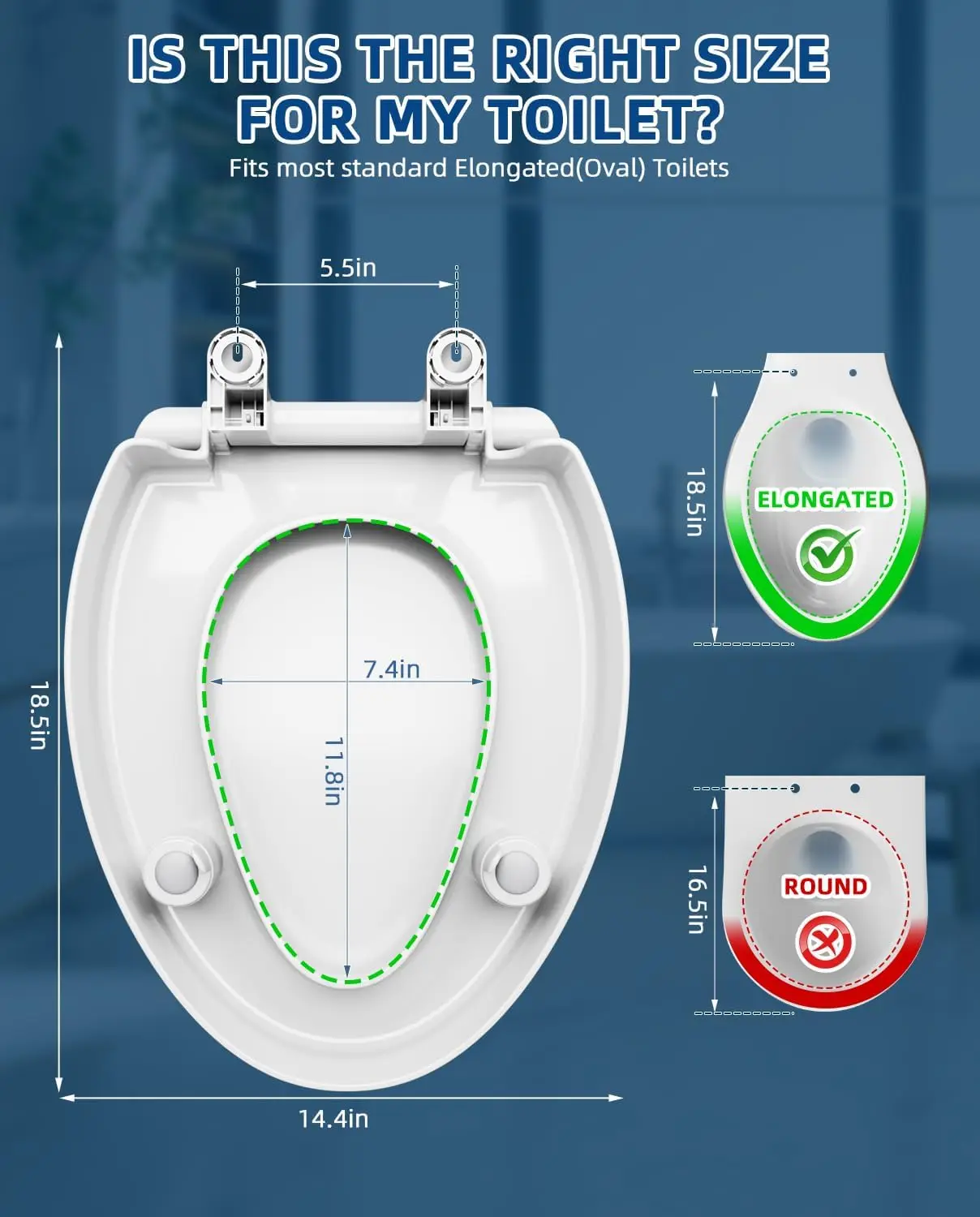 Elevated Toilet Seat Riser 3 Inch Heavy Duty Soft Close Easy Install Clean Elongated Raised Bowl White for Elderly Disabled