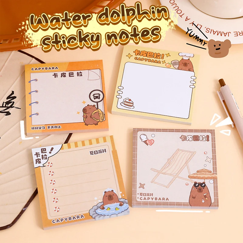 50 Sheets Cute Cartoon Capybara Sticky Note Self-adhesive Message Book Notebook Students Stationery School Supplies Gifts