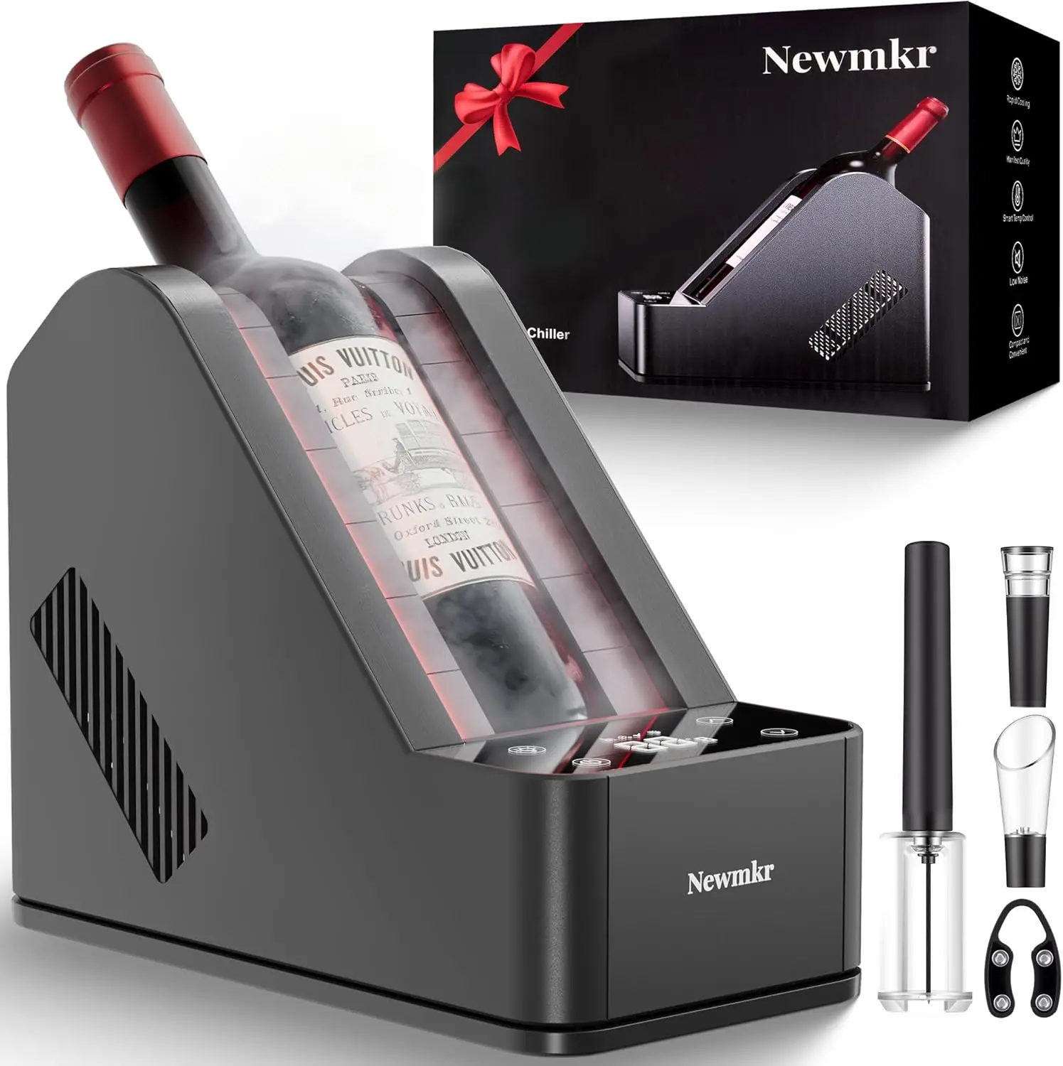 

Электрический охладитель вина для бутылок — портативный охладитель для шампанского, 12 В постоянного тока и 100 В переменного тока с цифровым контролем температуры (41 ° Ф-68 ° F), Kee