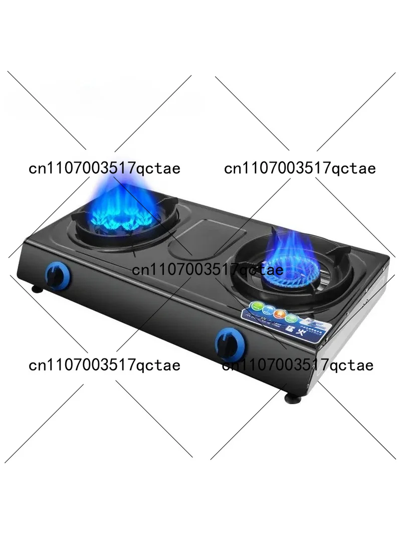 Stainless Steel Biogas Double Burner Stove for Home Kitchen Tabletop Installation