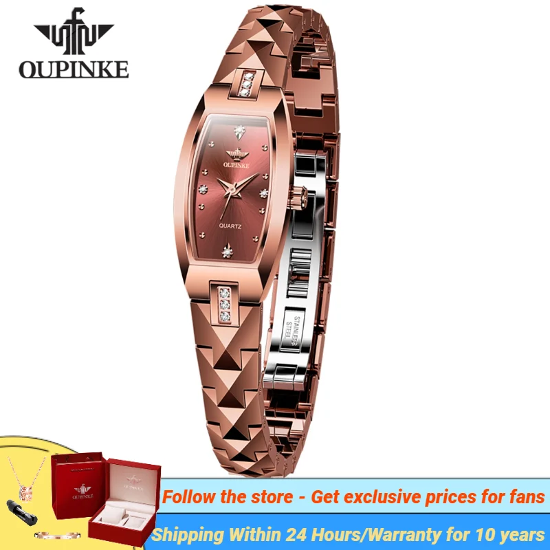 OUPINKE 3242 Elegant Quartz Watch for Ladies Imported Movement Tungsten steel Strap Waterproof Sapphire Mirror Women Wristwatch