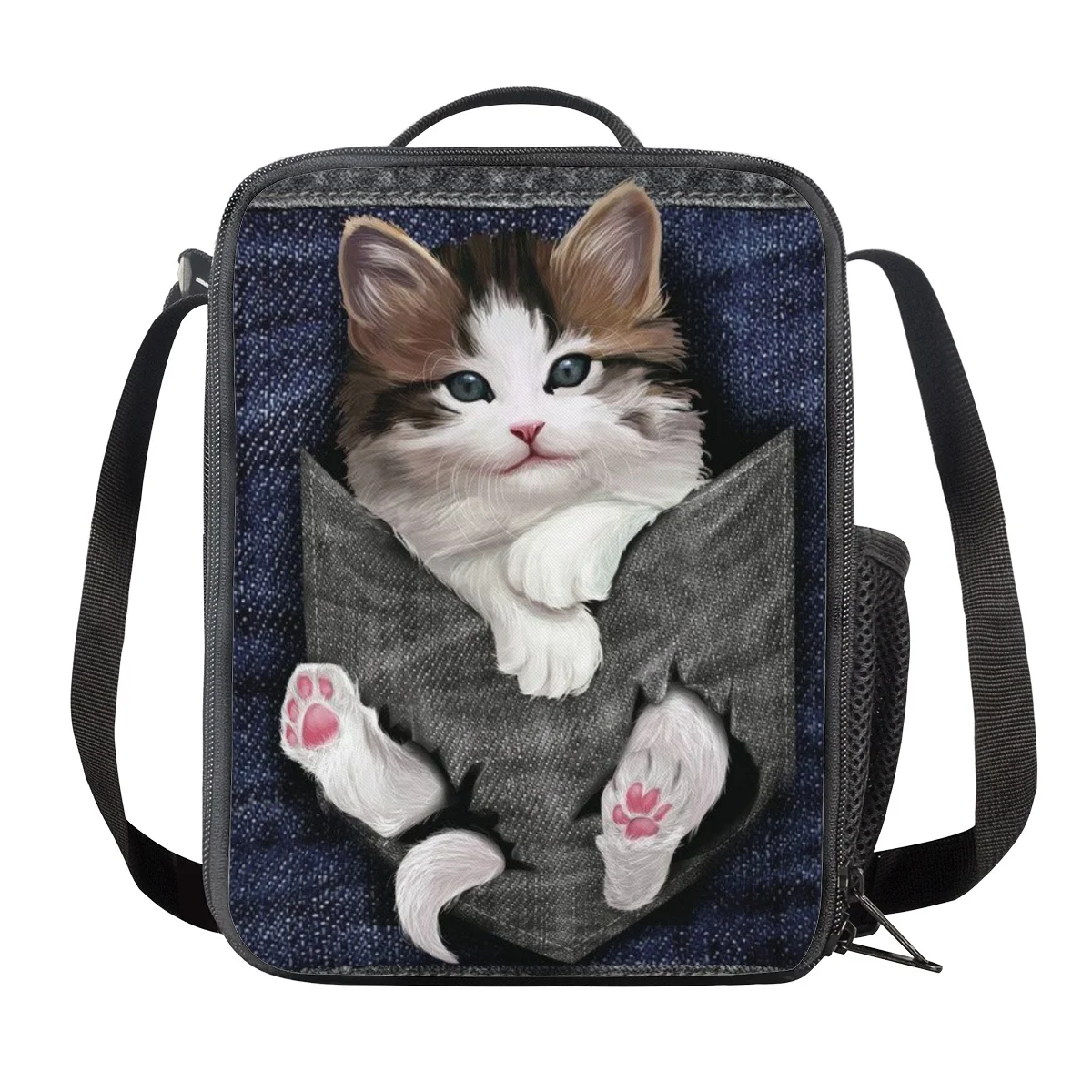 Hip Hop Youthful Cute Cat Pattern  3D Print 3pcs/Set Student Travel bags Laptop Daypack Backpack Lunch Bag Pencil Case