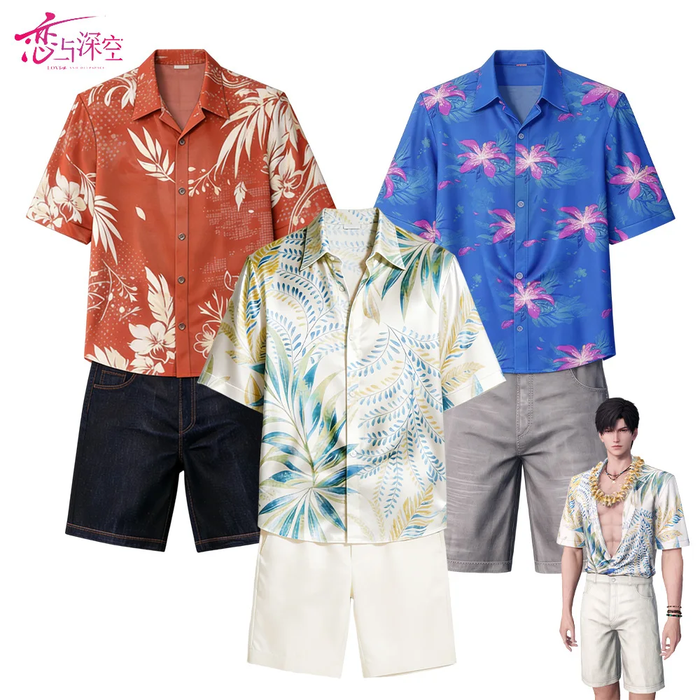 

Love and Deep Space Beach Shirt Cos Clothing Qi Yu Shen Xing Back Li Shen Qin Che Summer Day Cosplay Costume